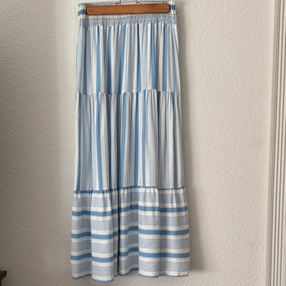 Velvet Heart Blue and White Striped Maxi Skirt